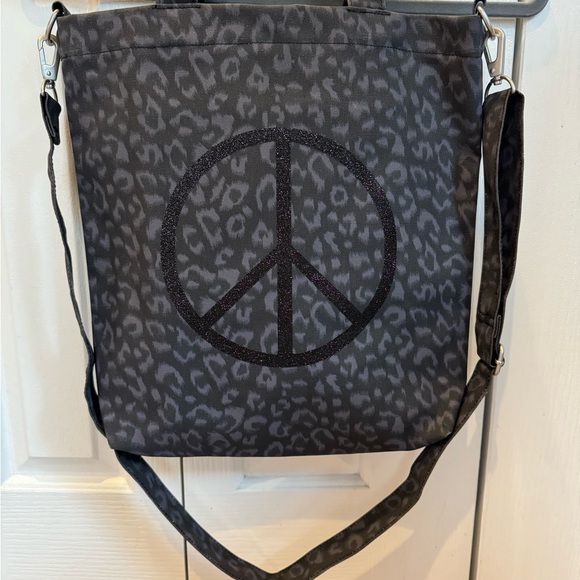 Quilted Koala Black Leopard Town Crossbody Tote w/ Matching Strap - Picture 3 of 4